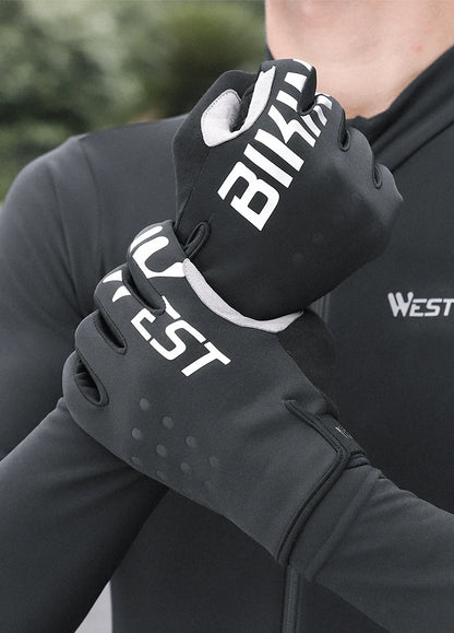 WEST BIKING Winter Warm Cycling Gloves Reflective MTB Road Bicycle Men's Windproof Thermal Anti-slip Touch Screen Sports Gloves