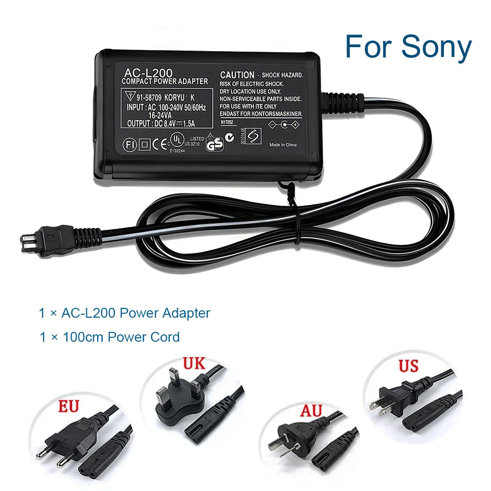 AC-L200C L200B L200D L25B AC Power Adapter Camcorder Charger for Sony Handycam DCR-SX/SR/HC/PC/DVD/HDR-CX/HDR-XR/NEX-VG Series
