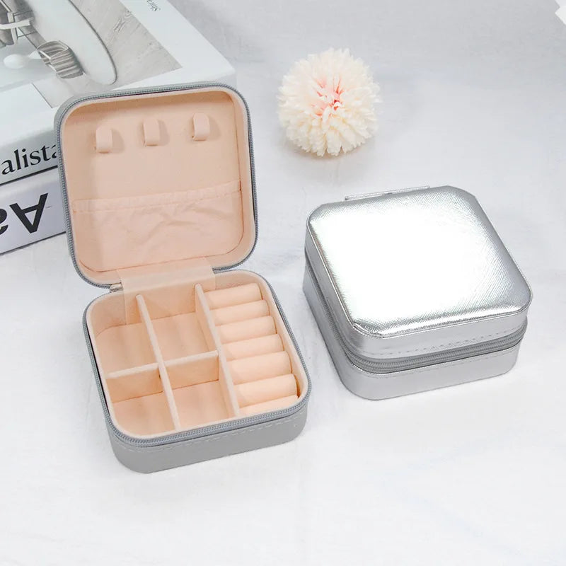 Jewelry Case Box Portable Small Travel Jewelry Organizer Necklace Earring Ring Storage Display Gift Box Travel Essentials