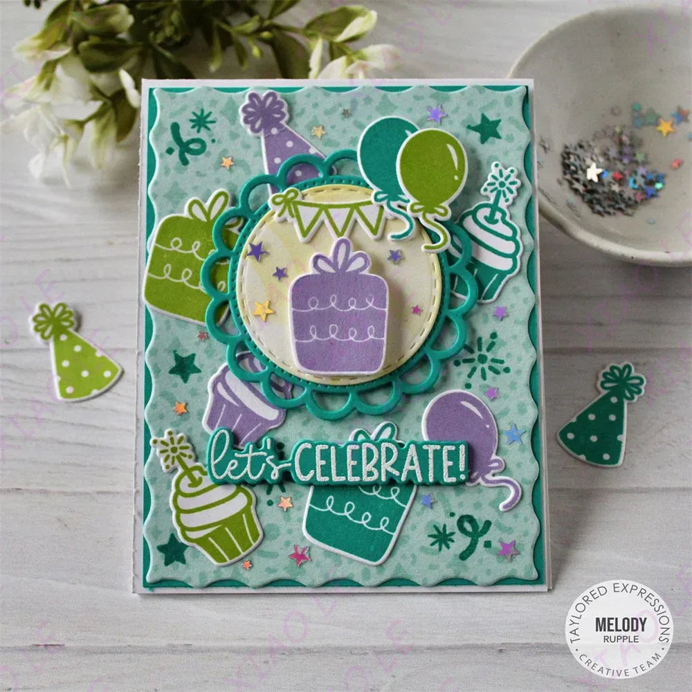 Birthday Bash Icing on the Cake Metal Cutting Dies And Stamps DIY Scrapbooking Card Stencil Paper Cards Handmade Album Stamps