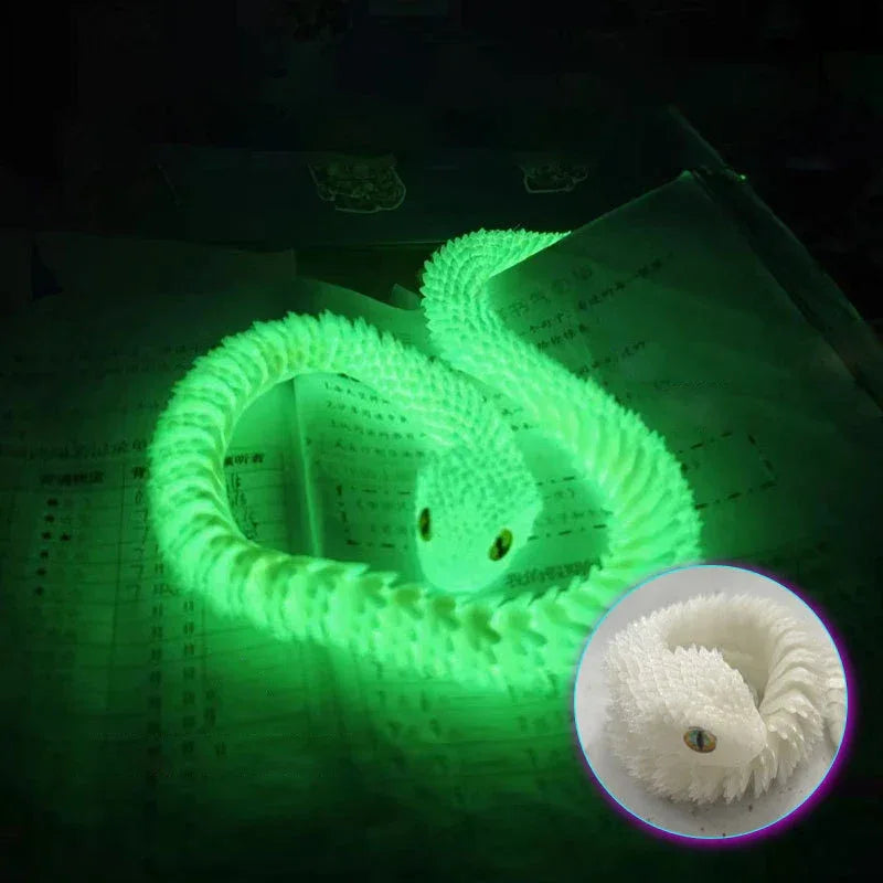 3D Random colored eyes Printed Snake Movable Joint Simulation Snake Figurine Creative Home Office Desktop Ornament