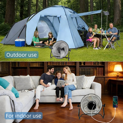 14 Inch Brushless Motor Floor Fan Strong Wind Electric Fan Portable Rechargeable with 15600mAh Battery for Outdoor Camping