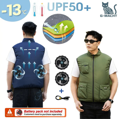 2026 New Cooling Vest Air Conditioner Clothes 3 Gears Wearable Cooling Fan Vest Breathable Sleeveless Workwear For Summer Outdoo