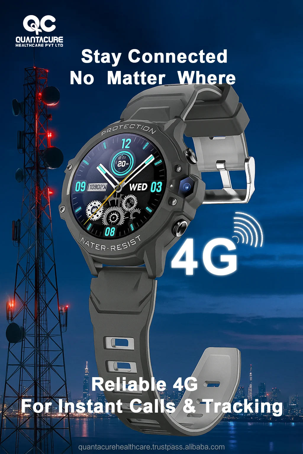 2025 QC K14 Kids 4G GPS Smartwatch 700mAh Super Battery IP68 Video Call Answer Call SOS Voice Chat Tracker WiFi LBS Sleep