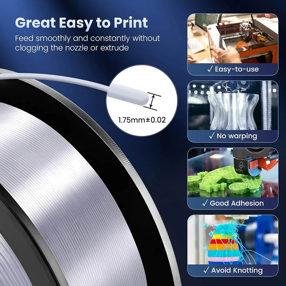 JAYO 10Rolls SILK PLA+ 3D Filament 1.75mm SILK PLA Rainbow  Filament for FDM 3D Printer SILK Dual & Triple 3D Printing Materials