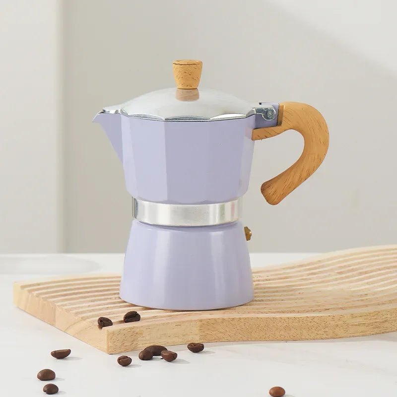 Electric Octagonal 3 Cup Black Coffee Maker Double Valve Moka Coffee Pot Espresso Aluminum Alloy Stainless Steel Moka Pot Set