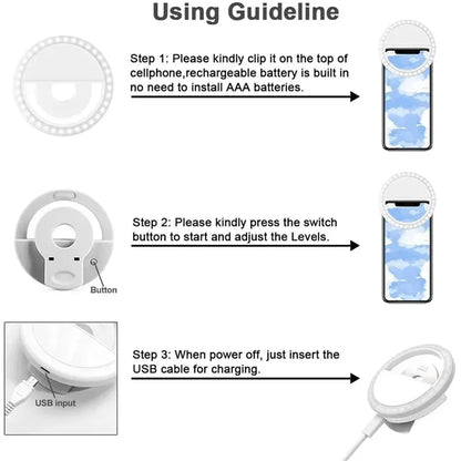 LED Selfie Fill Light USB Charge Led Selfie Ring Light Mobile Phone Live Broadcast Video LED Selfie Ring Lamp For All Smartphone