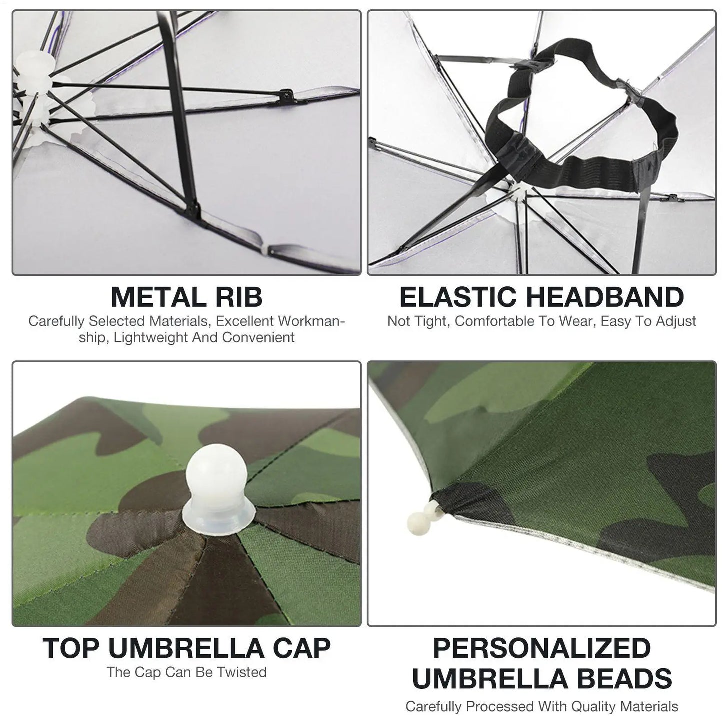 Foldable Head Umbrella Hat Portable Foldable Rain Umbrella Hat Outdoor Fishing Sunshade Hat for Golf Gardening Camping
