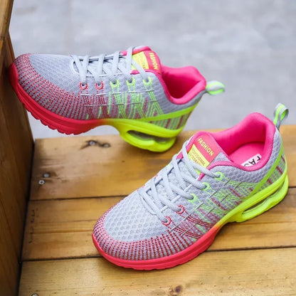 Women's Knitted Running Shoes Colorful Design Breathable Mesh Comfortable Bright Colors Shoes Outdoor Fitness Jogging Walking