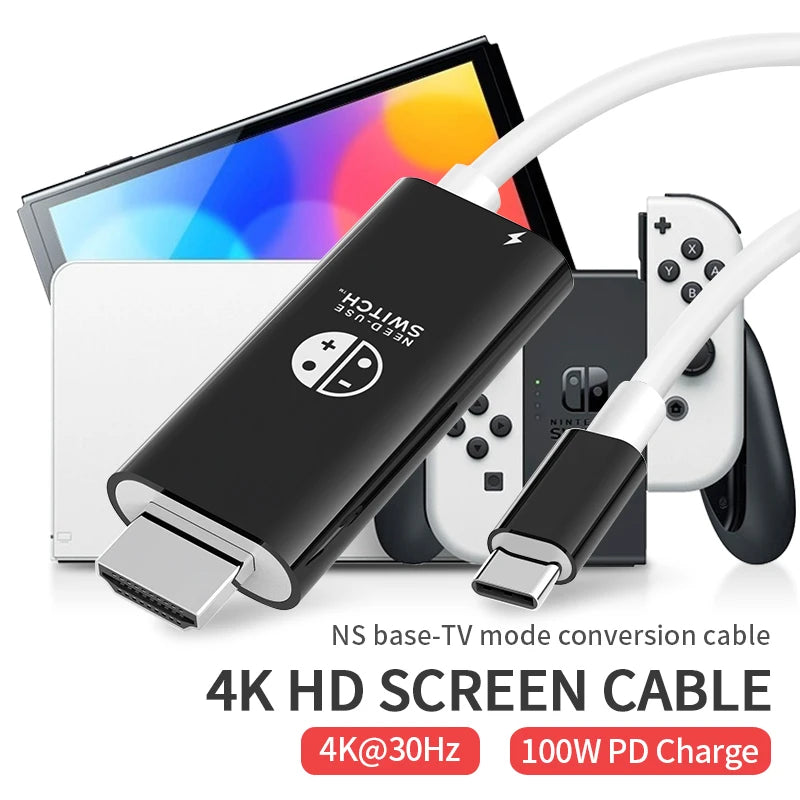 2M USB C to HDMI 4K Cable 100W PD Charging Portable Converter Type C to HDTV for TV Docking Steam Deck Laptop Phone Tablet