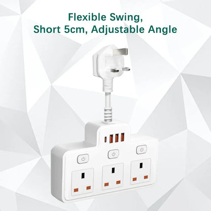UK Plug AC Power Strip Wall Mounted Independent Switch Socket European Standard Plug With USB C Ports Charging Network Filter