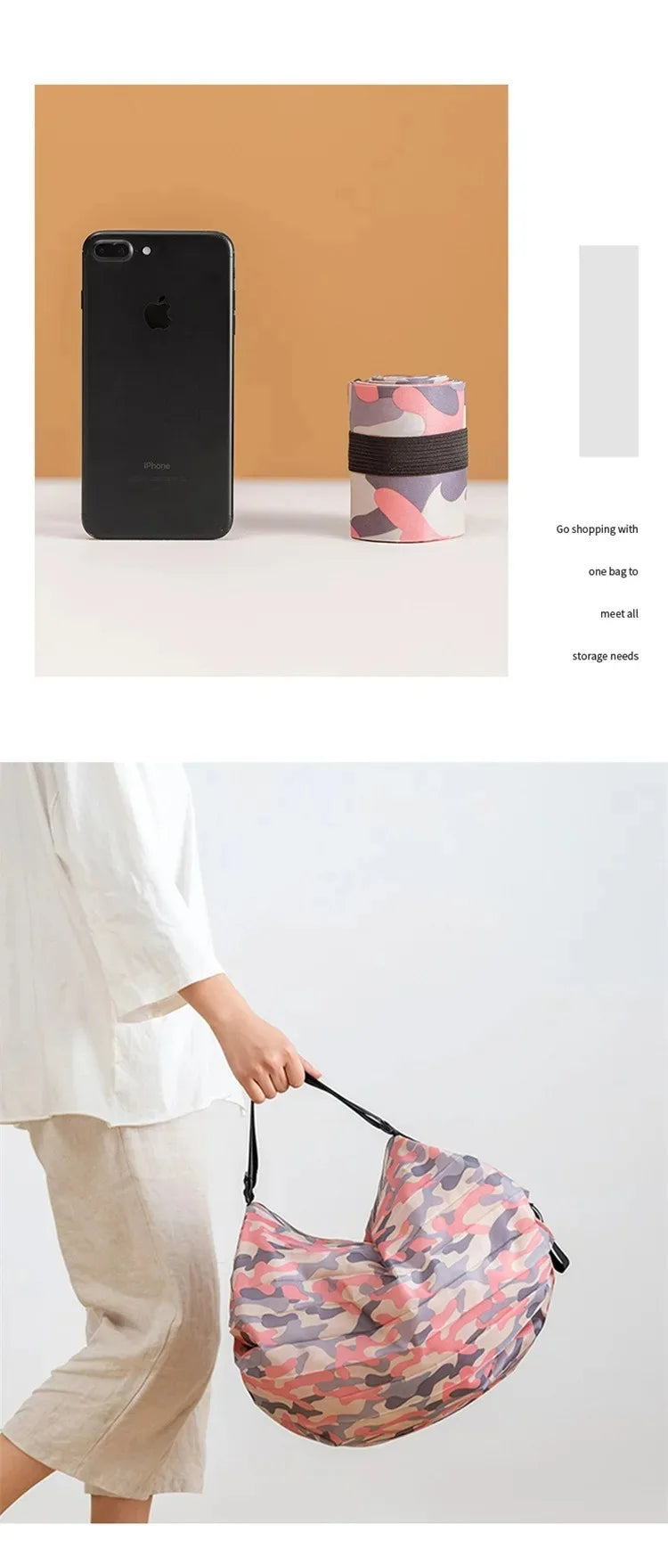 Foldable Eco-friendly Waterproof Storage Bag Portable Handbag for Travel Shopping Bag Travel Essentials Extra Large Capacity