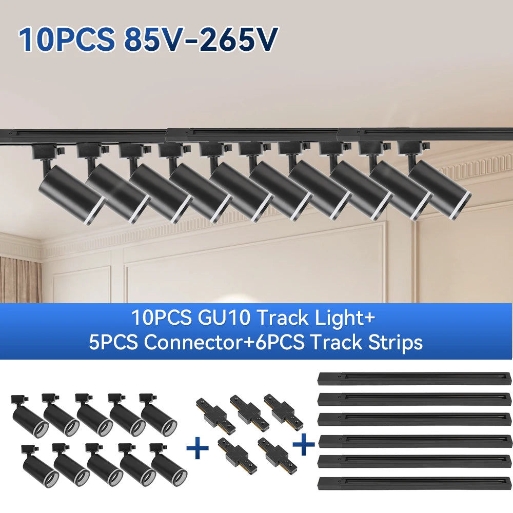 Led Track Light GU10 Spotlight 110V 220V Track Pendant Indoor for Home Decor Kitchen Bedroom Ceiling Lamp Fixture Track Lighting