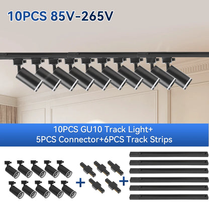 Led Track Light GU10 Spotlight 110V 220V Track Pendant Indoor for Home Decor Kitchen Bedroom Ceiling Lamp Fixture Track Lighting