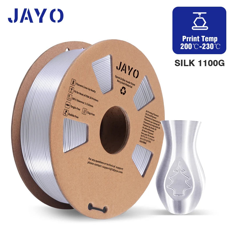 JAYO PETG/PLA+/SILKPLA/PLAMeta/PLAMatte/ABS/ PLA Filament 1.75mm 1.1/0.65KG 3D Printer Filament For FDM 100% No Bubble Mix Color