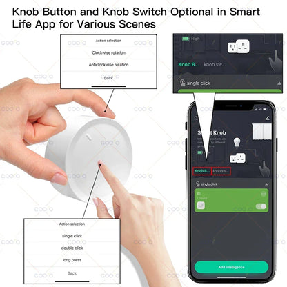 New Tuya ZigBee Smart Knob Switch DIY Wireless Scene Button Rotatable Dimmer Switch Home Appliances Automation Linkage Remoter