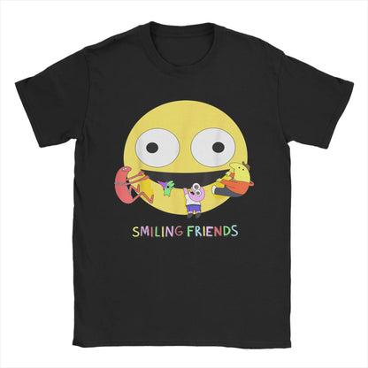 Smiling Friends Glep Flowers T Shirt Men Cool T-Shirt Round Neck Tee Shirt Short Sleeve Tops Summer Pure Cotton Breathable Tees