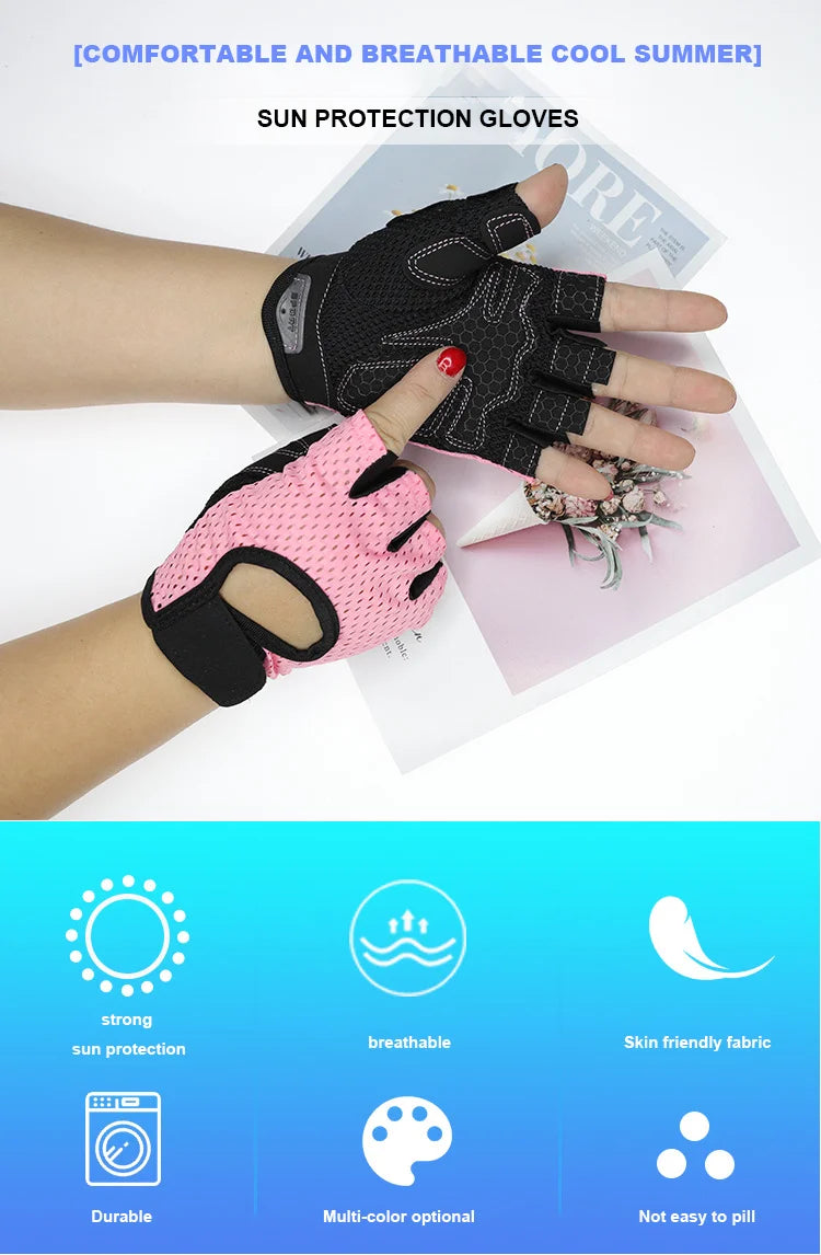 Cycling Fingerless Gloves Professional Gym Fitness Breathable Anti-Slip Women Men Half Finger Summer Fishing Female Bicycle Bike