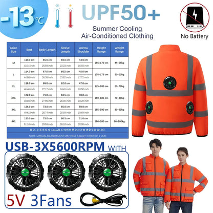AKOOUS 6500 RPM 12V/5V USB 3-Fans Cooling Vest Air Conditioned Clothes Men Women Outdoor Work Fishing Body Cooling Jacket