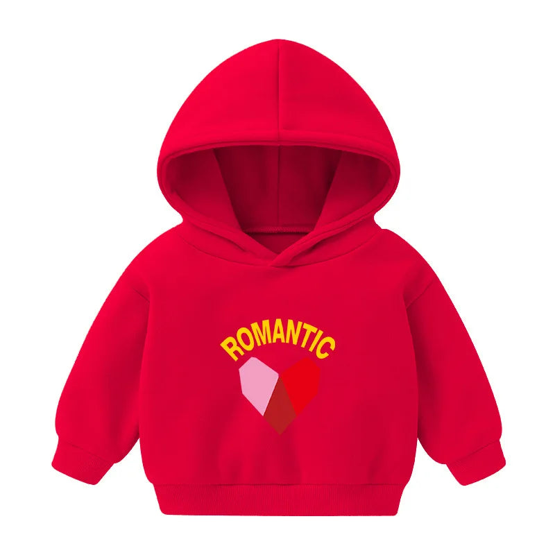 1pcs Boys Girls Thick Velvet Cartoon Tees Kids Solid Casual Fashion Warm Autumn Winter Sweatshirt Hoodie Baby Cloths Infant Tops