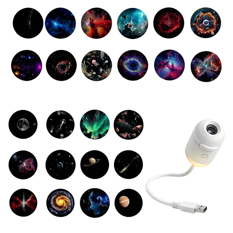 Mini Star Projector Night Light Starlight Atmosphere Lamp with Eye Protection for Bedroom Ceiling USB Rechargeable Aurora Light