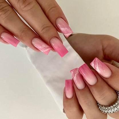 Romantic Red Lips Valentine's Day Wearable Fake Nails Frosted White Detachable Finished False Nails Press on Nails with Glue