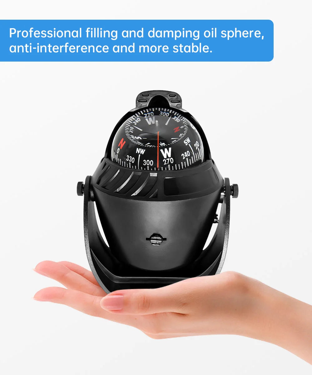 1pc Electronic Navigation Compass Sea Marine Pivoting Compass Camping Gear With Magnetic Declination Adjustment For Car Ship