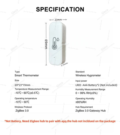 Tuya Zigbee 3.0 Mini Temperature And Humidity Sensor Indoor Smart Home Thermometer Hygrometer Remote Work With Z2M Smart Life