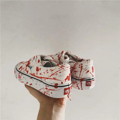 Graffiti Sneakers Men Women Black Ink Dirty Shoes Size 35-44 College Hiphop Style School Couple Shoes 2024 Spring Canvas Sneaker