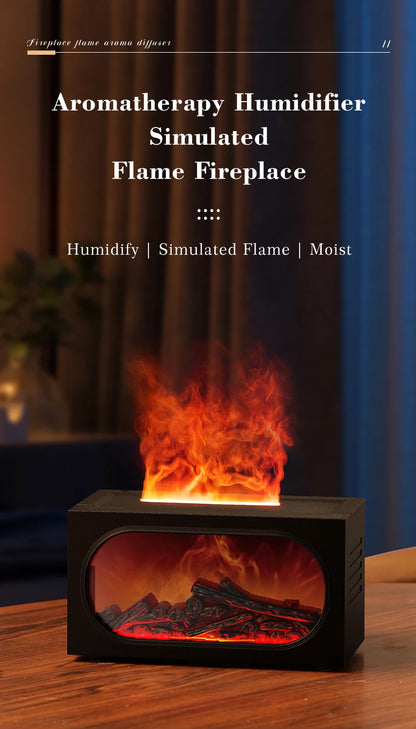 250ml Flame Fireplace Aroma Humidifier Colorful Light Aromatherapy Essential Oil Diffuser with Timed Auto Off for Home Bedroom
