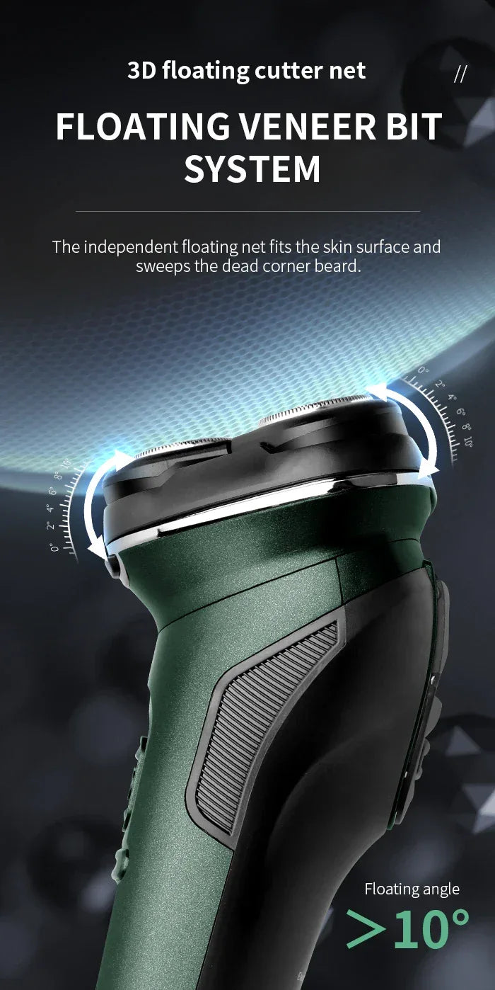 Kemei LCD Dislay Waterproof Electric Shaver For Men Wet Dry Neck Beard Electric Razor Facial Shaving Machine Rechargeable