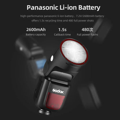 GODOX V1 Camera Flash TTL HSS Speedlight 1/8000s Li-ion Battery Speedlite Flash for Canon Sony Nikon Fuji Pentax V1C V1S V1N V1F