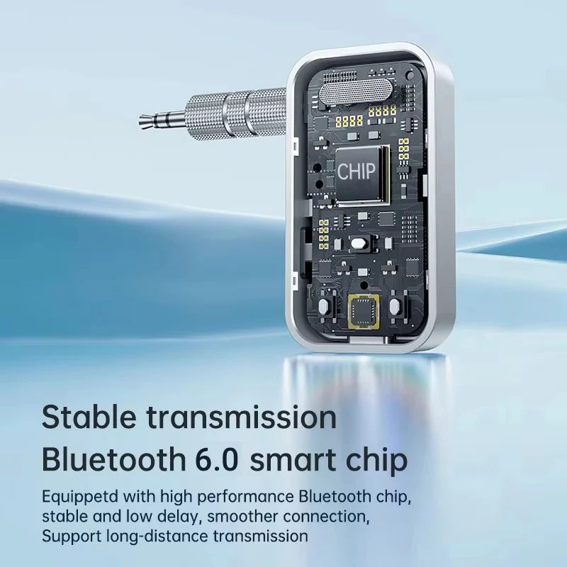 Upgraded Bluetooth 6.0 Transmitter Receiver HiFi Stereo Music Car AUX Audio Adapter 3.5MM Jack With Mic Calling For Car Kit