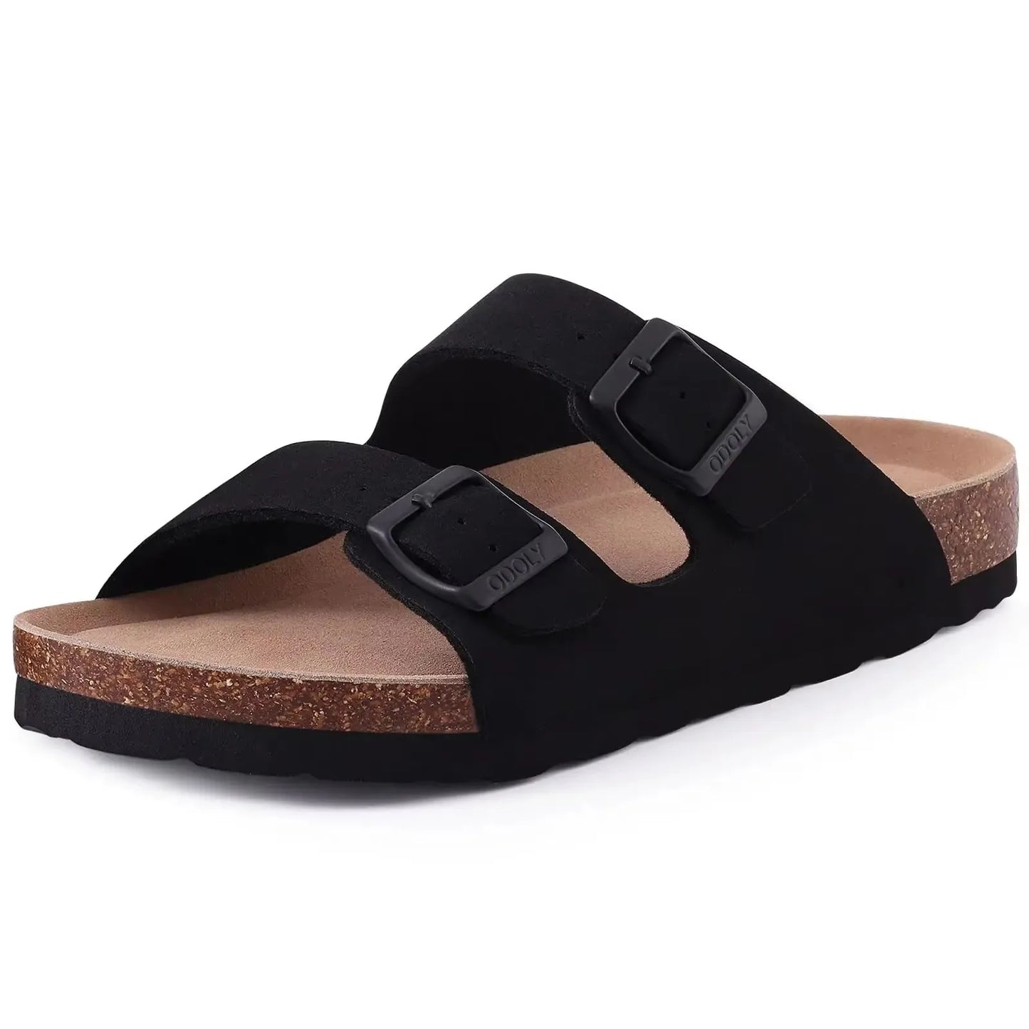 Crestar Women's Cork Footbed Slide Sandal Adjustable Buckle Summer Outdoor Suede Sandals with Arch Support Non-slip Beach Shoes