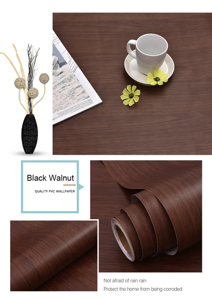 PVC Waterproof Self Adhesive Wallpaper Wall in Rolls Furniture Cabinets Vinyl Decorative Film Wood Grain Stickers For Home Decor