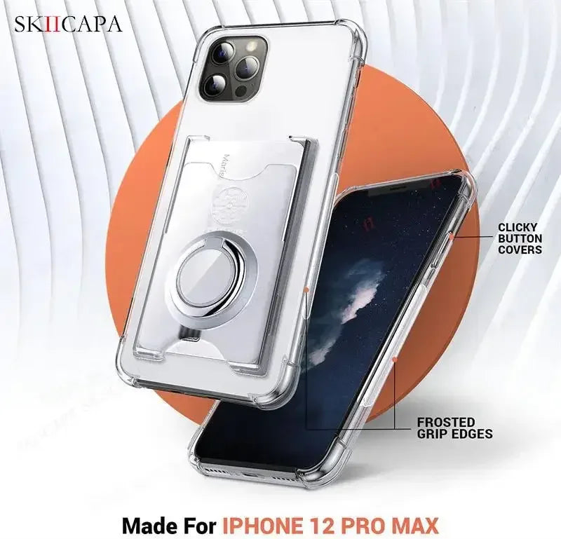 Ring Holder Wallet Card Slot Phone Case for Xiaomi 14T 14 Pro Airbag Shockproof Soft Silicone Transparent Cover for Redmi 14C 4G