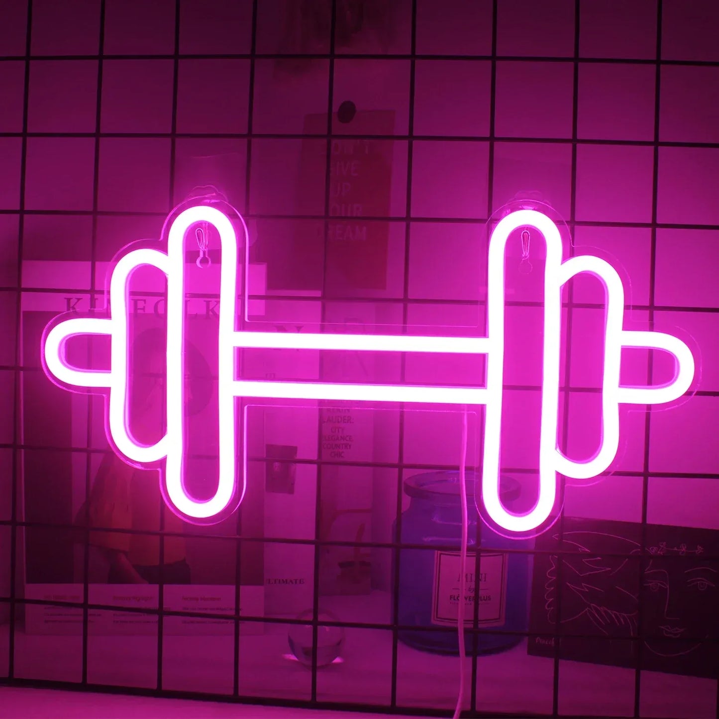 Barbell Fitness Gym Neon Sign Dumbbell LED Neon Ligh Wall Decoration For Workout Room Sport Club Weightlifting Christmas Gift