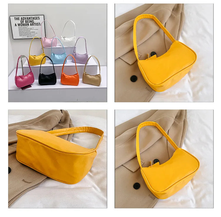 PU Candy Color Mini Handbag Women Shoulder Bag Girls Small Hand Bag Key Phone Pouch Coin Purse Card Bags Card Holder for Women