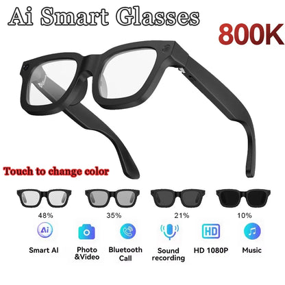 Smart Glasses AI Translation，Photography, Videography，Audio Recording WiFi Transmission Functio Color-Changing Smart Sunglasses