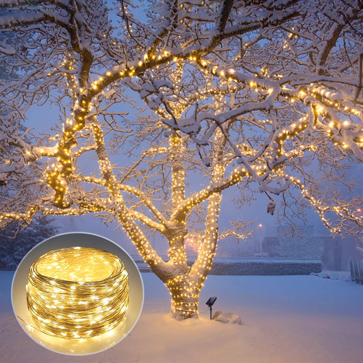 2025 Christmas 10M-100M LED Solar Fairy Lights LED String Garland Tree Decoration Light for Outdoor Garden Lawn Camping Decor