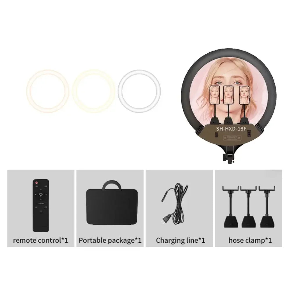 SH 18 Inch Knob Ring Light LED Selfie Video Lamp With Tripod Stand Phone Clip For YouTube Live Lighting Photo Photography Studio