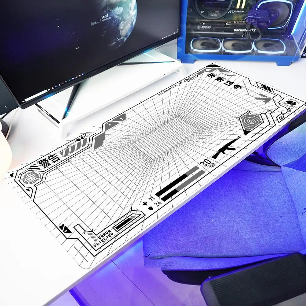 Perspective Grid Desk Mat Gaming Mat Pad on The Table Office Gamer Accessorie Keyboard Mat White Mouse Pad Mouse Carpet  playmat