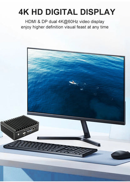 Intel Pentium Gold 8505 Soft Router 6 Lans I226-V 2.5G Fanless Mini PC COM HD DP USB Type-C DDR5 SATA PfSense Firewall Appliance