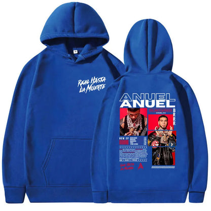 Rapper Anuel AA Real Hasta La Muerte Tour Album 2025 Hoody Mens Hip Hop Gothic Long Sleeve Sweatshirt Y2K Loose Oversized Hoodie