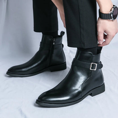 2025 Autumn Designer Business Casual Shoes For Men Trend Classic Leather Shoes Outdoor Chelsea Pointed Tip Brown Plus Size 47