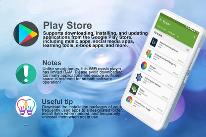 Famue BF12 4-inch 1080P MP4 Player, Android 10, Wi-Fi Bluetooth, YouTube Instagram Spotify Amazon Music Play Store Download