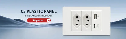 DELEFU 4*2 White Tempered Glass Brazil Standard Outlet with Double USB Type C Wall Power Socket Smart Switch Tuya Wifi 10A 20A