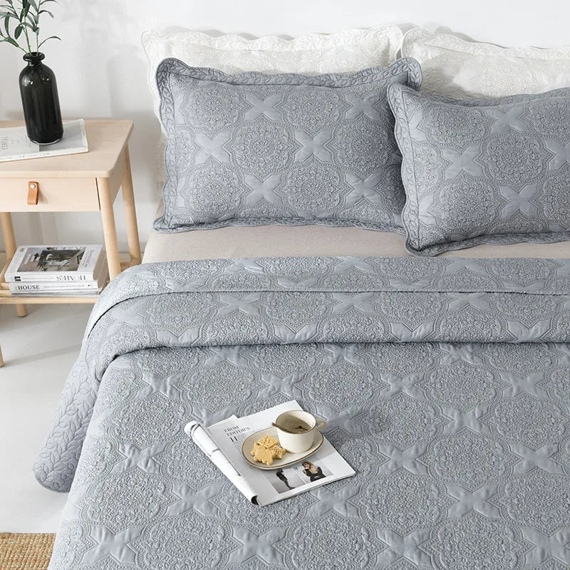 Double-sided Embroidered Cotton Quilted Bedspread, Padded Summer Blanket, Throw Coverlet, Home Coverlet, Bed Cover, Colcha