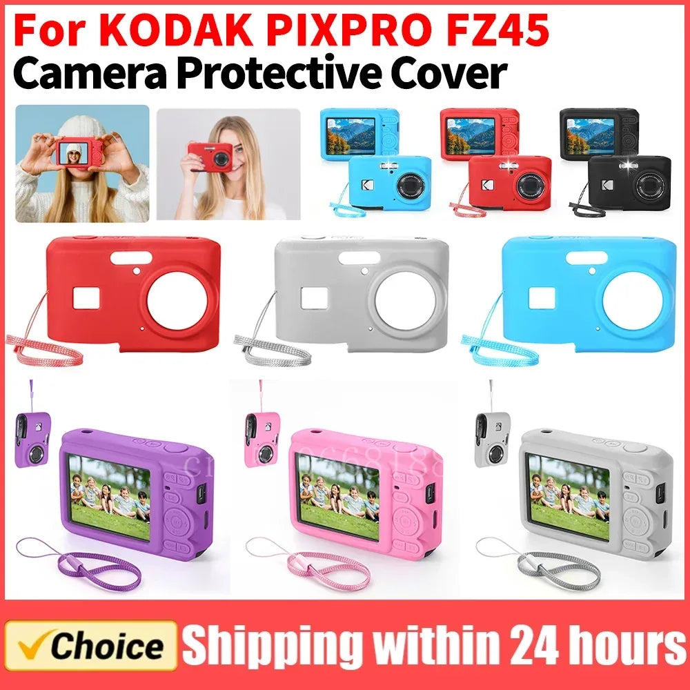 For KODAK PIXPRO FZ45 Soft Silicone Protective Case with Lanyard Slim Fit Camera Bag Camera Sleeve Camera Accessories