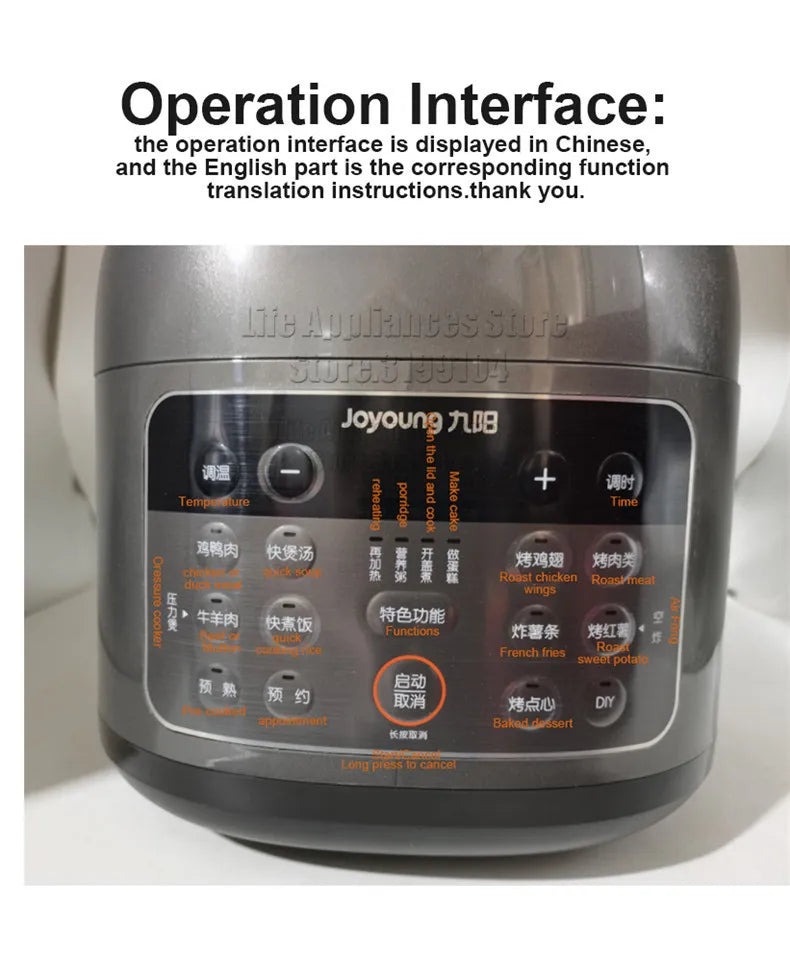 Joyoung B991 Pressure Cooker 70KPa Double Lids 220V Electric Air Fryer Multifunctional 4-In-1 Rice Cooking Pot 24H Appointment